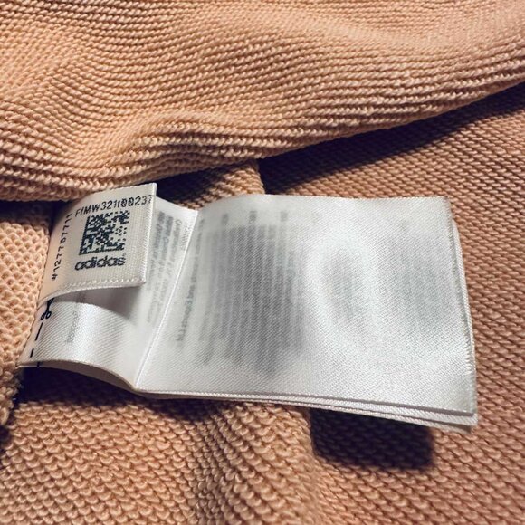 Adidas Cropped Sweatshirt Orange Abstract Print  3-Stripe - Primegreen - Size L - Picture 3 of 5